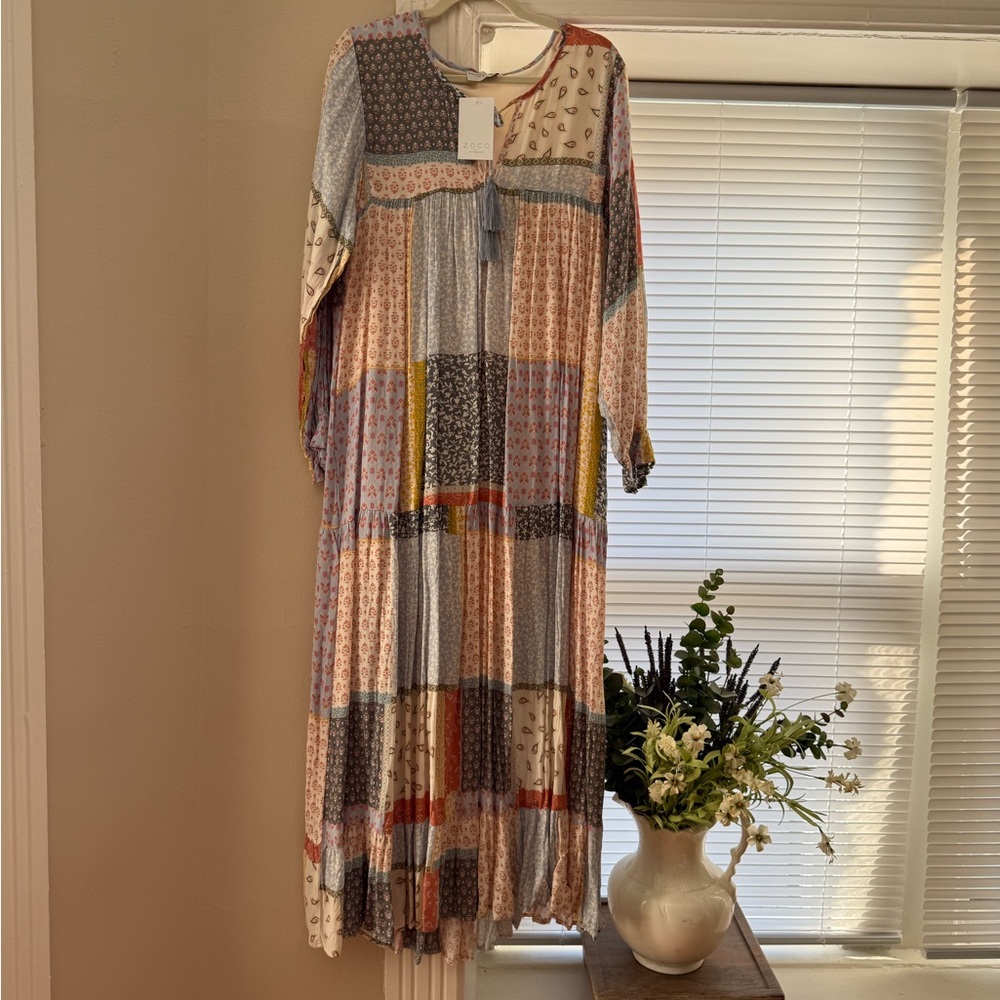 ZOCO patchwork Maxi Dress size medium BNWT